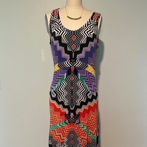 Calvin Klein Multicolor Geometric Print Sleeveless Maxi Dress Size 6
